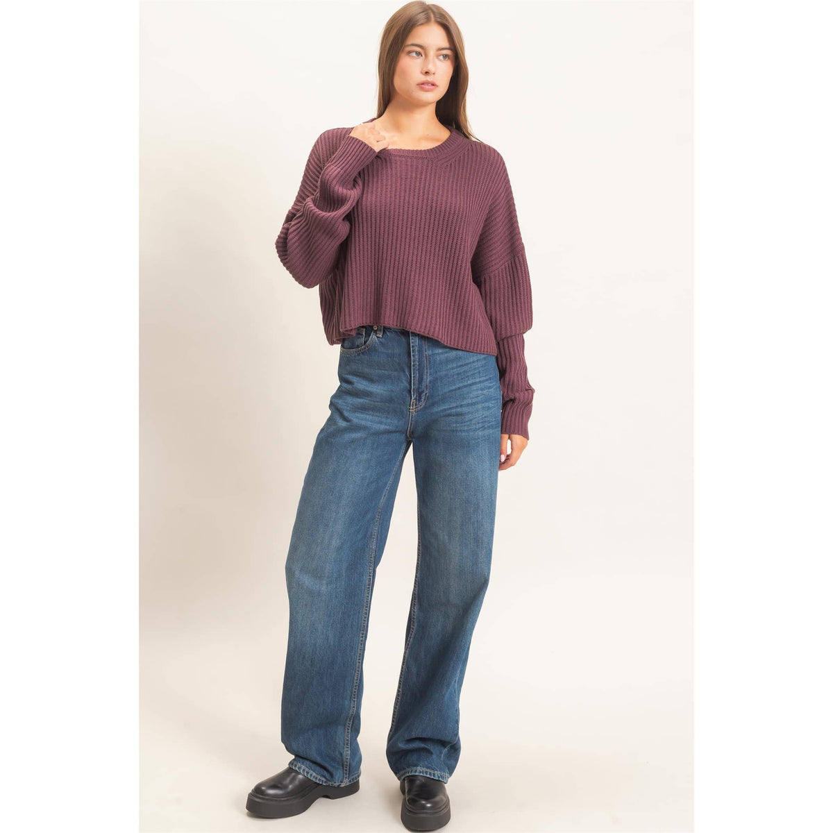 Becca Oversized Ribbed Cropped Sweater (2 Colors)