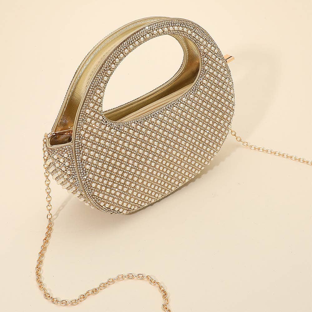 Pearl Rhinestone Evening Crossbody Handbag