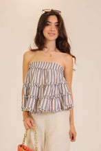 Load image into Gallery viewer, Blue Harbor Ruffle Tiered Strapless Top
