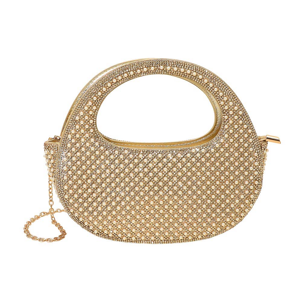 Pearl Rhinestone Evening Crossbody Handbag