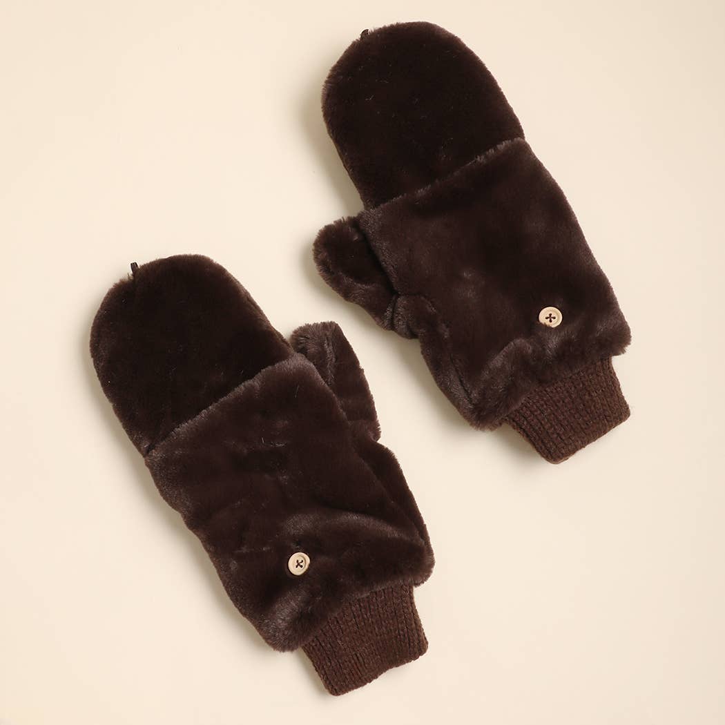 Faux Fur Convertible Mittens (4 Colors)