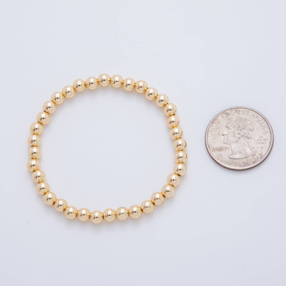 16K Gold Filled 5mm Minimalist Round Ball Stretch Bracelet