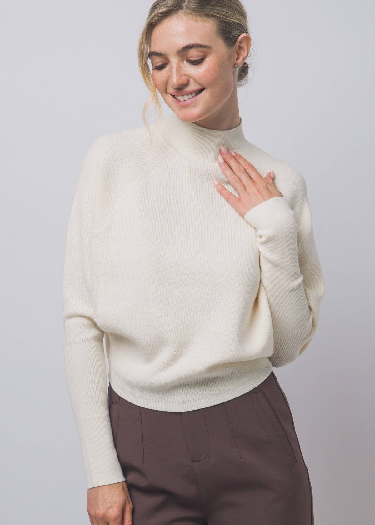 Cora Mock Neck Batwing Sweater (3 Colors)