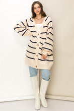 Load image into Gallery viewer, Made for Style Oversized Striped Sweater Cardigan
