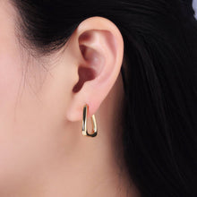 Load image into Gallery viewer, 14K Gold Filled Twisted Edged Triangle Latch Hoop Earrings
