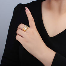 Load image into Gallery viewer, 24K Gold Filled Double Baguette CZ Signet Wrap Ring
