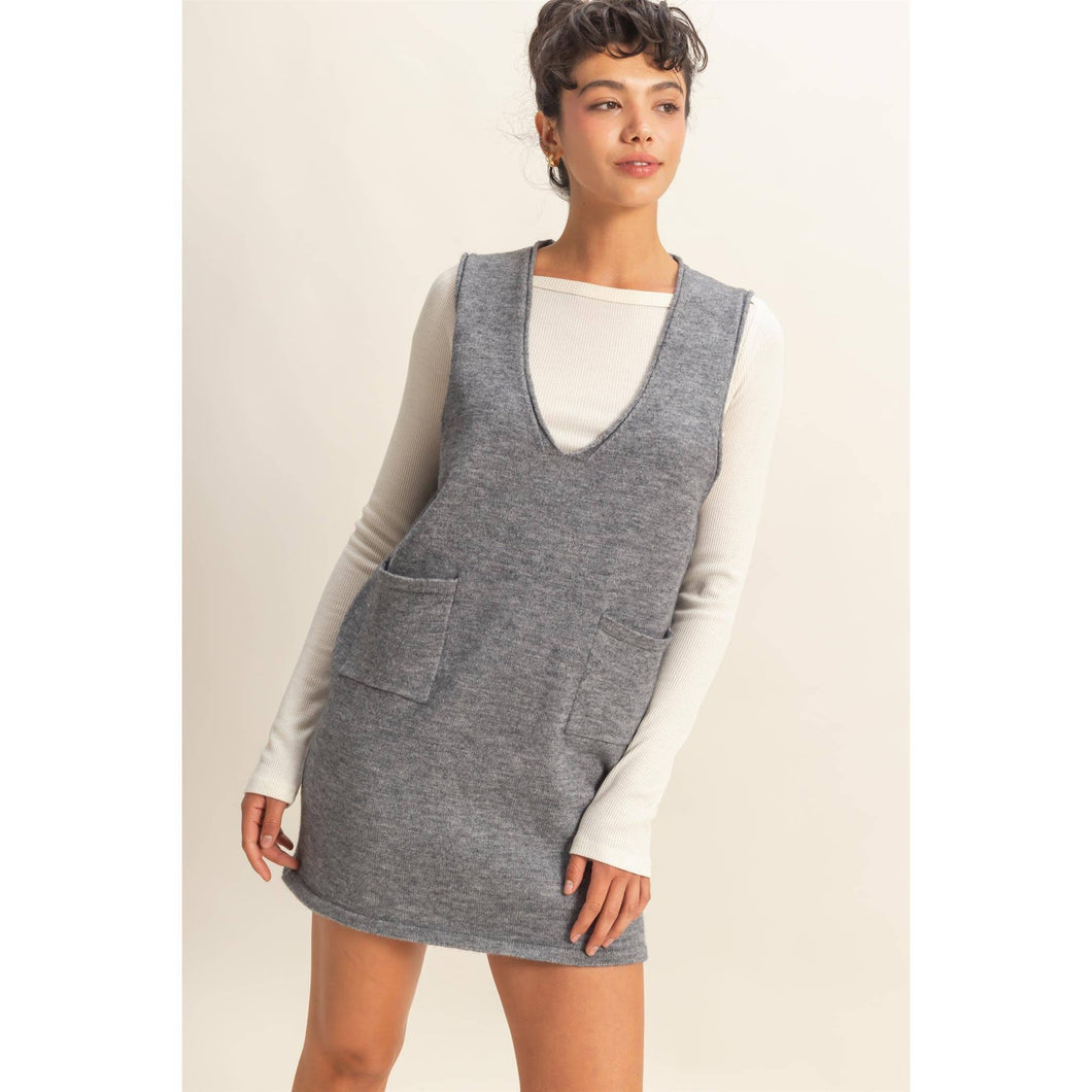 Kate V Neck Sleeveless Knit Mini Dress