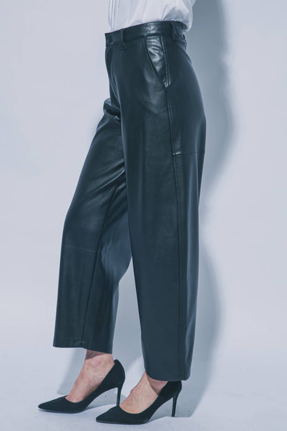 The Nora Faux Leather Barrel Pant