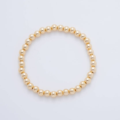 16K Gold Filled 5mm Minimalist Round Ball Stretch Bracelet