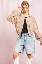 Load image into Gallery viewer, Washed Linen Bomber Jacket
