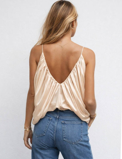 The Allure Satin Ruched Top