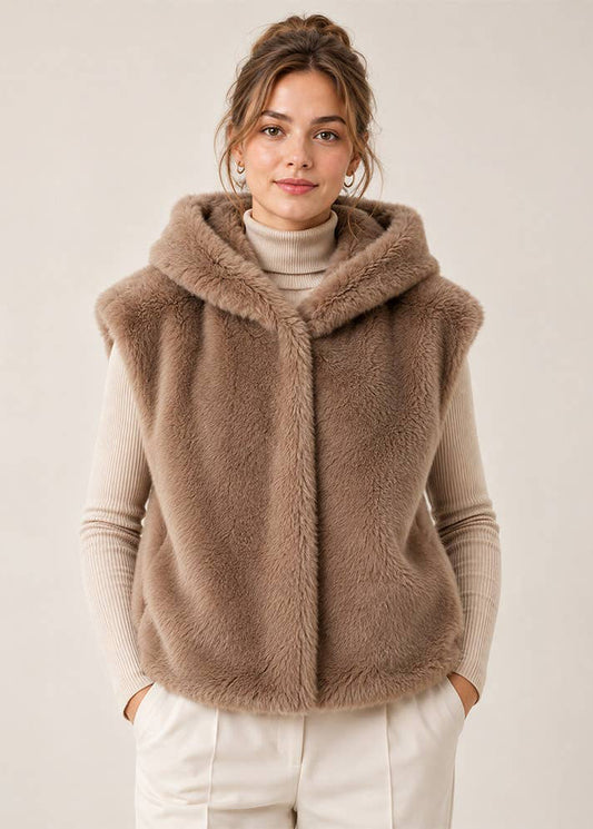 The Mila Faux Fur Hooded Vest (2 Colors)