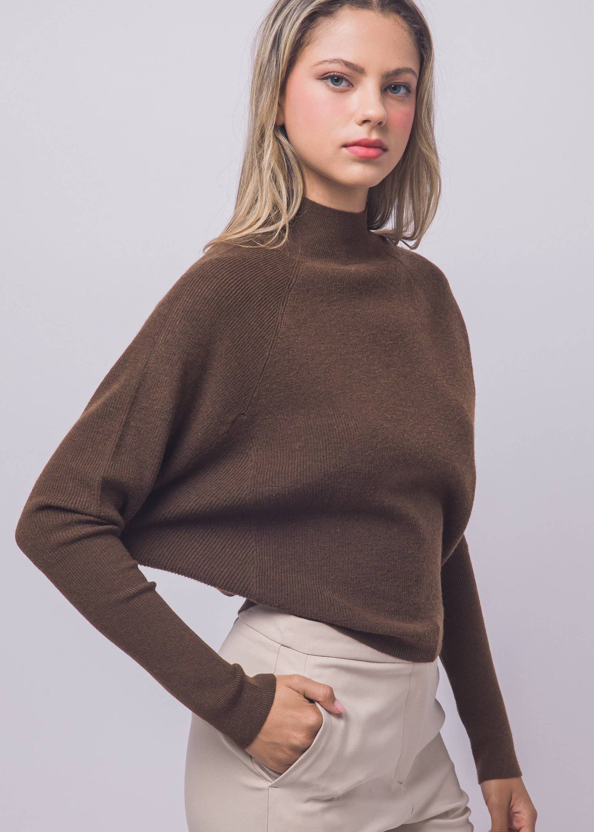 Cora Mock Neck Batwing Sweater (3 Colors)