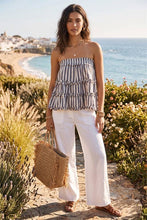 Load image into Gallery viewer, Blue Harbor Ruffle Tiered Strapless Top
