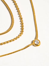 Load image into Gallery viewer, Paulette 18K Gold Trilayer CZ Chain Necklace
