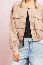 Load image into Gallery viewer, Washed Linen Bomber Jacket
