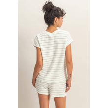Load image into Gallery viewer, Terry Cloth Stripe Cap Sleeve Tee (5 Colors)
