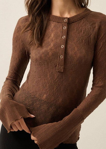 The Brynn Lace Henley Top