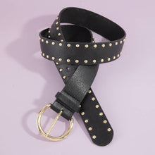 Load image into Gallery viewer, Wide Dome Studded Vegan Leather Belt
