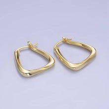 Load image into Gallery viewer, 14K Gold Filled Twisted Edged Triangle Latch Hoop Earrings
