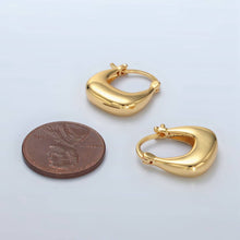 Load image into Gallery viewer, 24K Gold Filled Dome Square Latch Hoop Earrings

