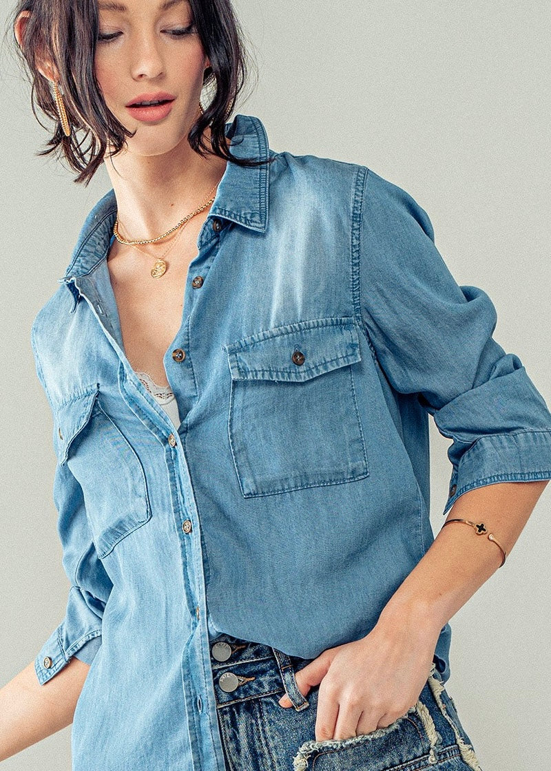 Dolly Chambray Button Down Shirt