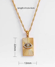 Load image into Gallery viewer, Evil Eye Talisman Tag Pendenat 14K Gold Steel Necklace
