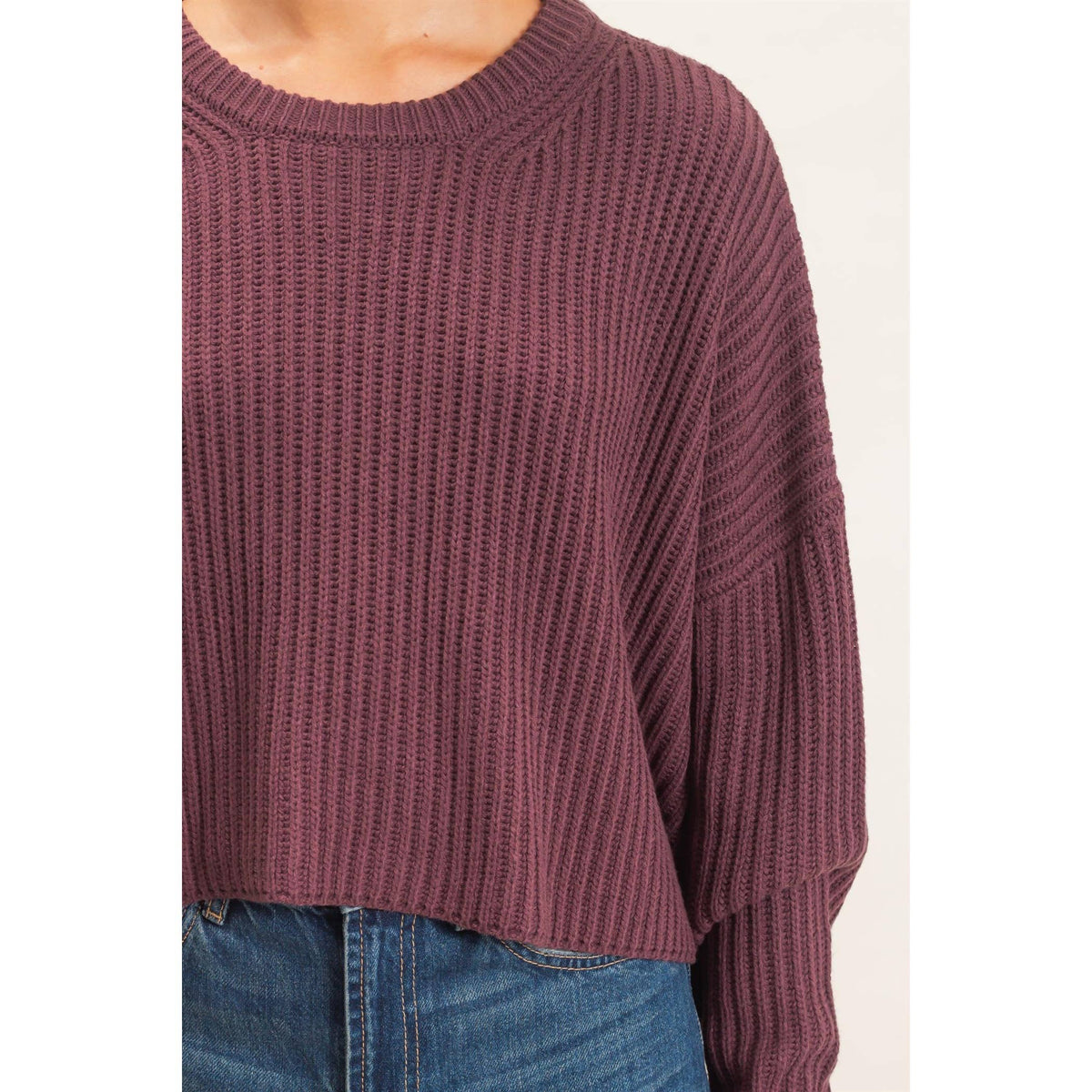 Becca Oversized Ribbed Cropped Sweater (2 Colors)