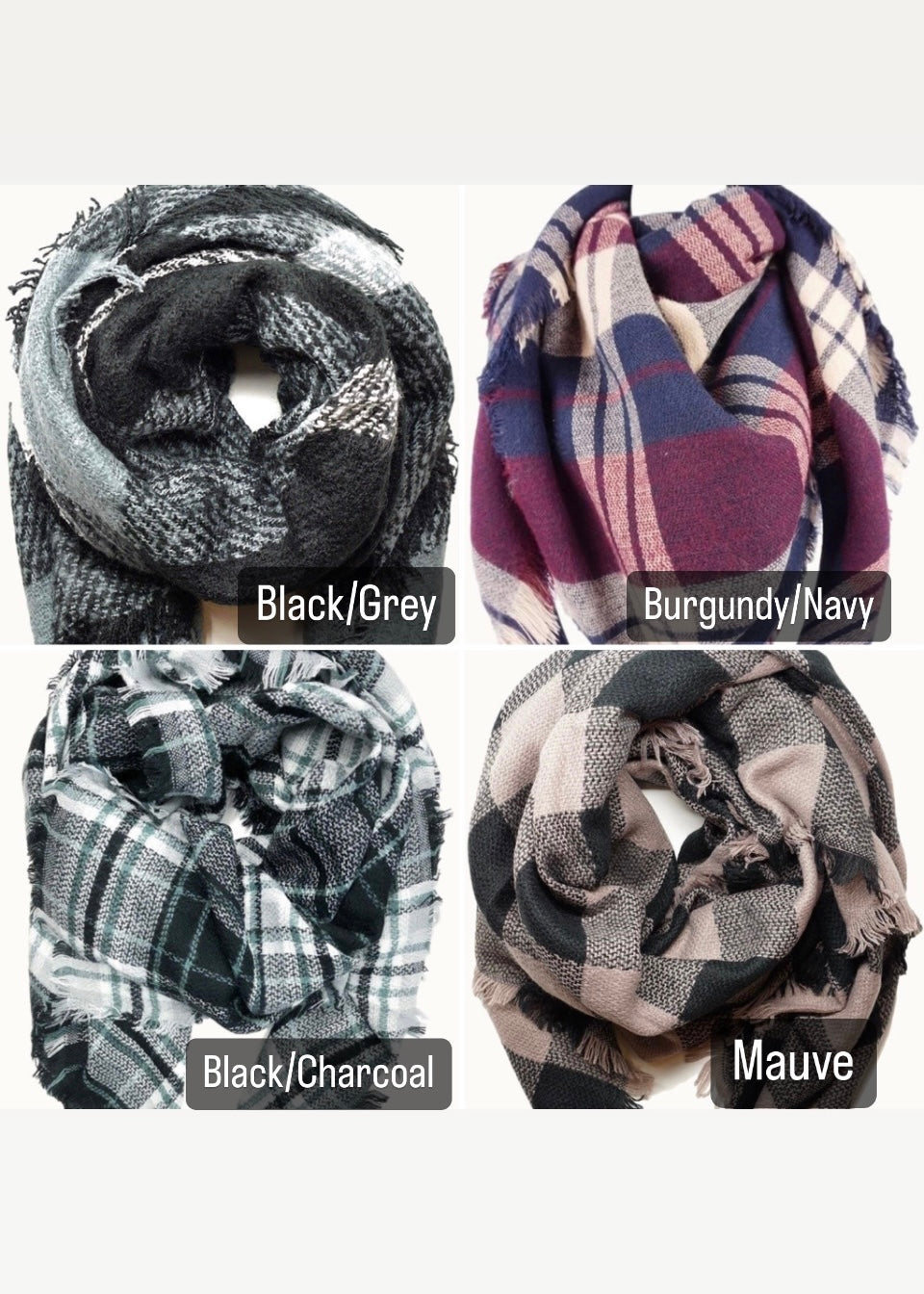 Beth Large Plaid Scarf (4 Colors)