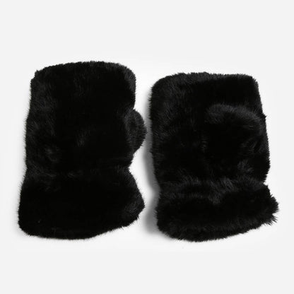 Faux Fur Fingerless Gloves