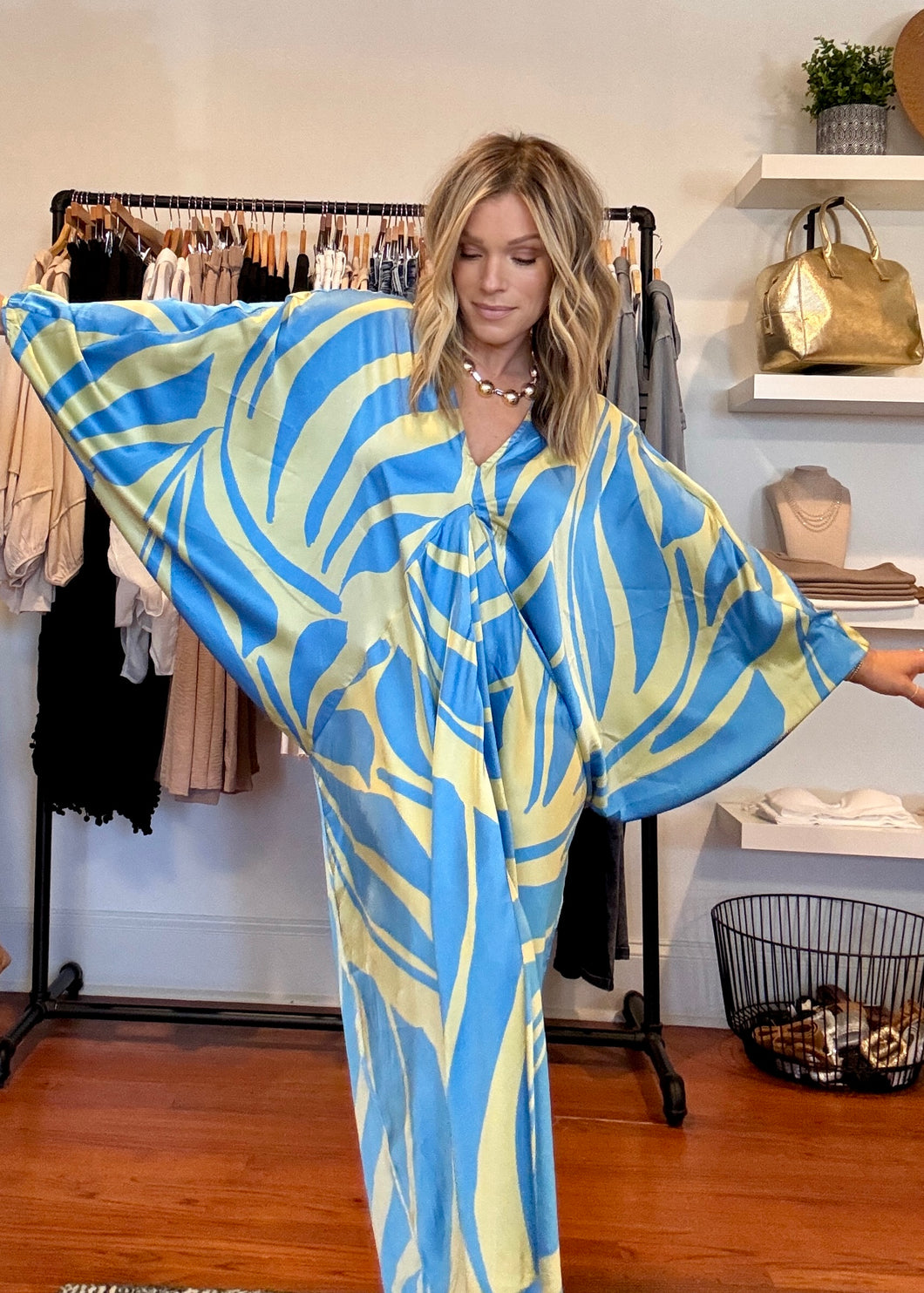 Ocean Waves Maxi Kaftan Dress