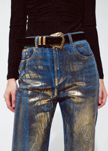 Load image into Gallery viewer, Erika Gold Metallic Finish Straight Leg Jean
