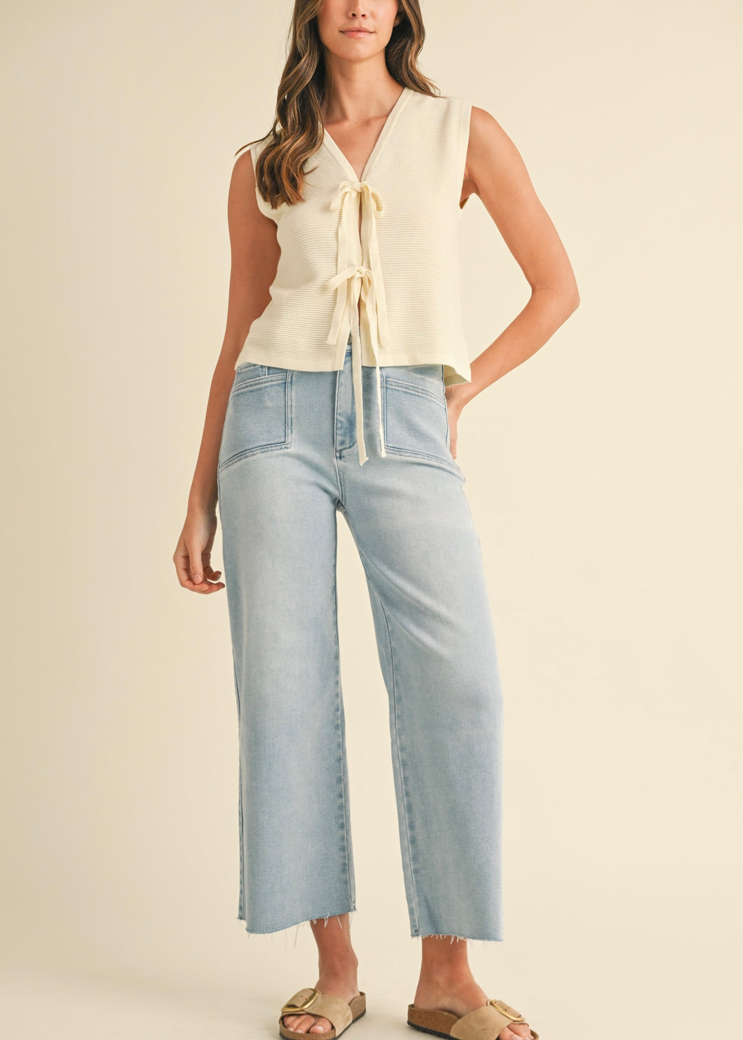 Britt Front Pocket Wide Leg Crop Jean