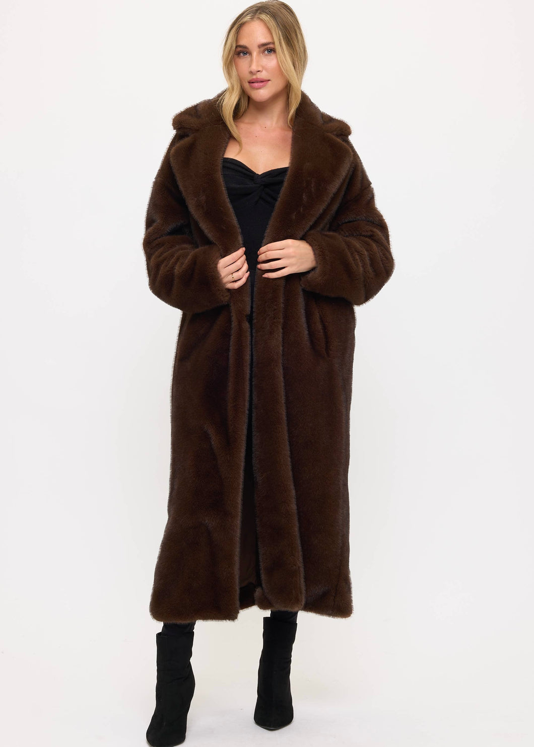 Midnight Luxe Maxi Fur Coat (2 Colors)