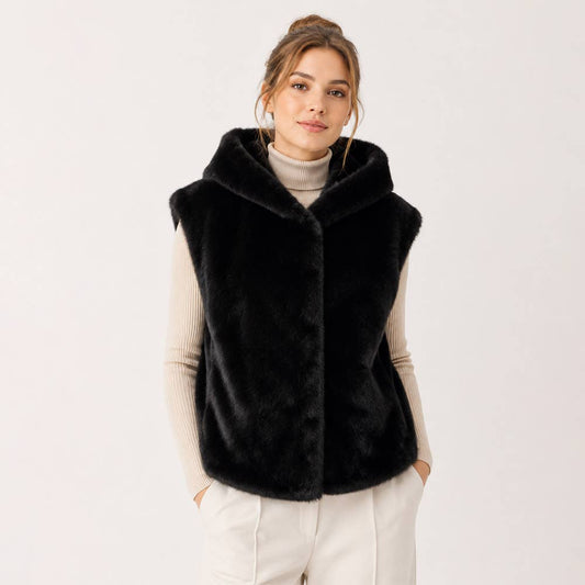 The Mila Faux Fur Hooded Vest (2 Colors)