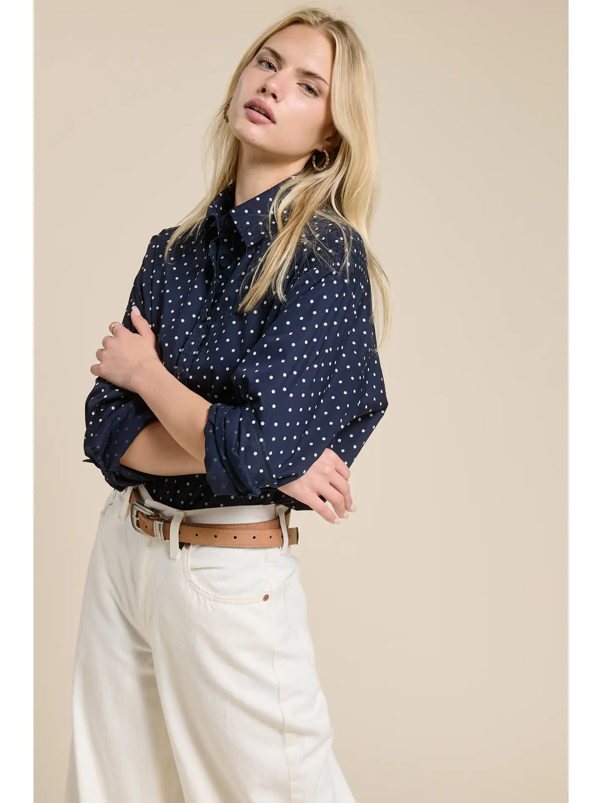 Polka Dot Button Down Shirt (2 Colors)