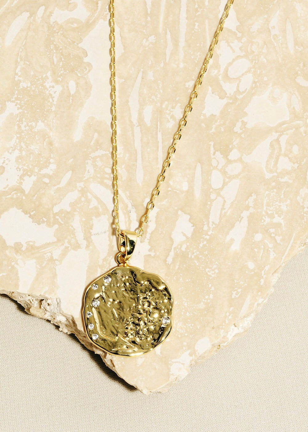 Gold Dipped Circle Coin Pendant Necklace