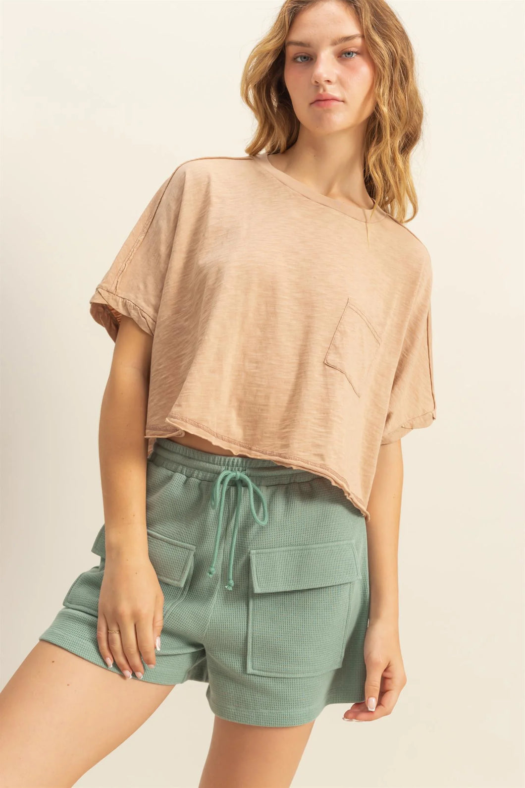 Sienna Crew Neck Boxy Crop Tee (3 Colors)