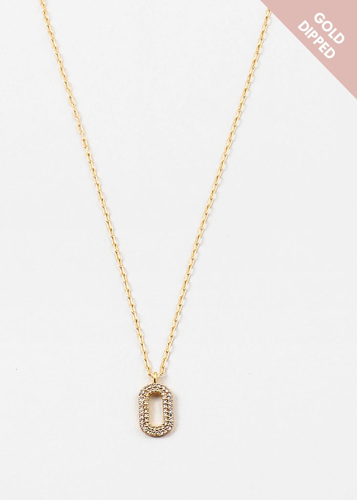 Gold Dipped Oval Cubic Necklace