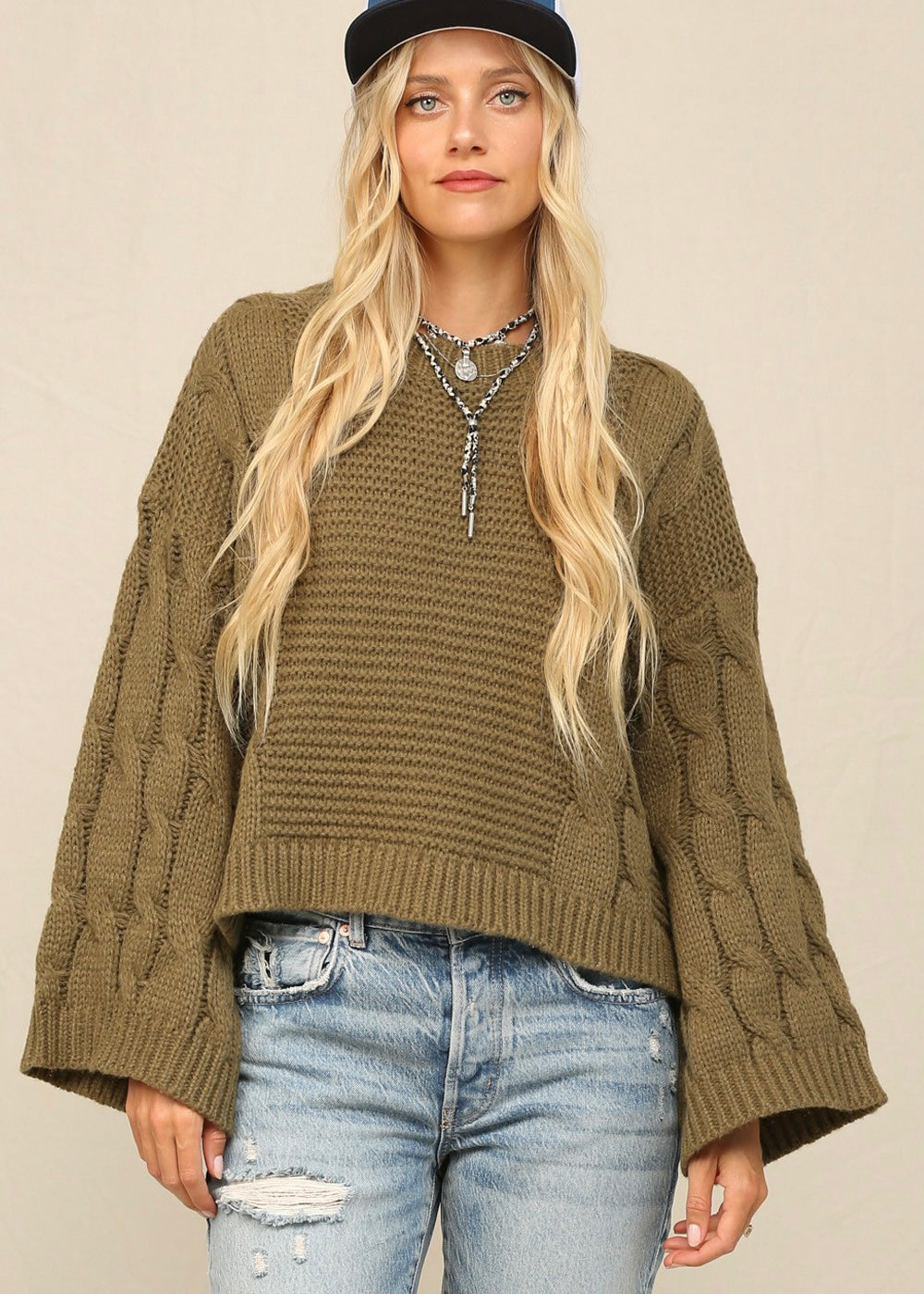 Leah Bell Sleeve Cable Sweater
