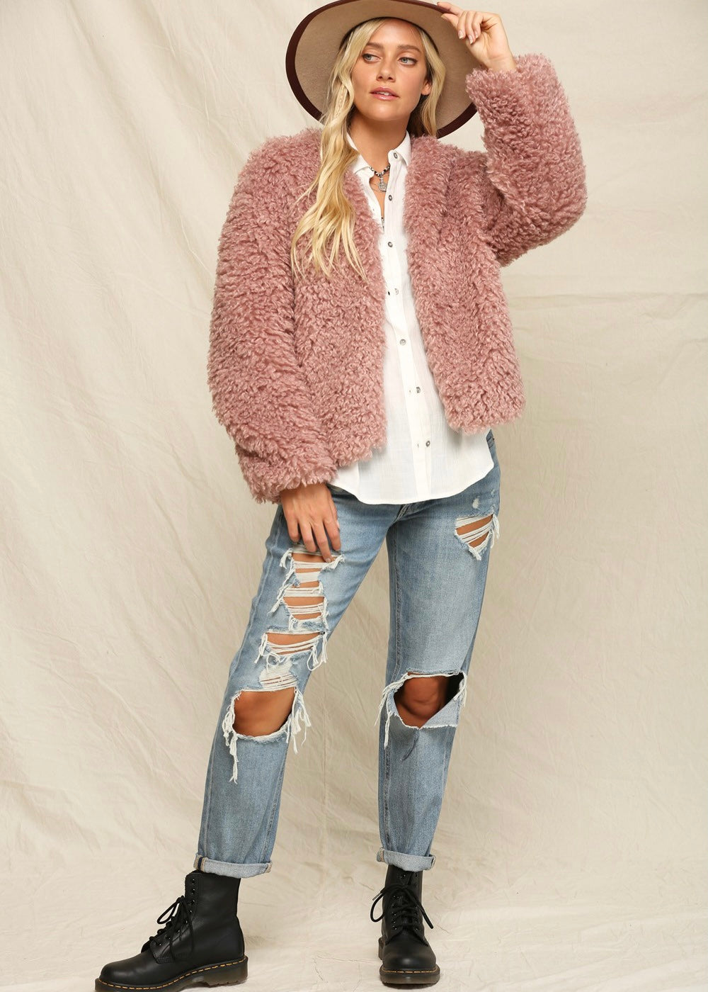 Steph Open Front Fuzzy Jacket