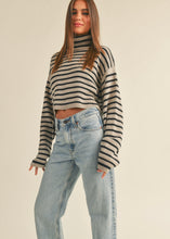 Load image into Gallery viewer, Earn Your Stripes Turtle Neck Crop Sweater
