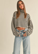 Load image into Gallery viewer, Earn Your Stripes Turtle Neck Crop Sweater
