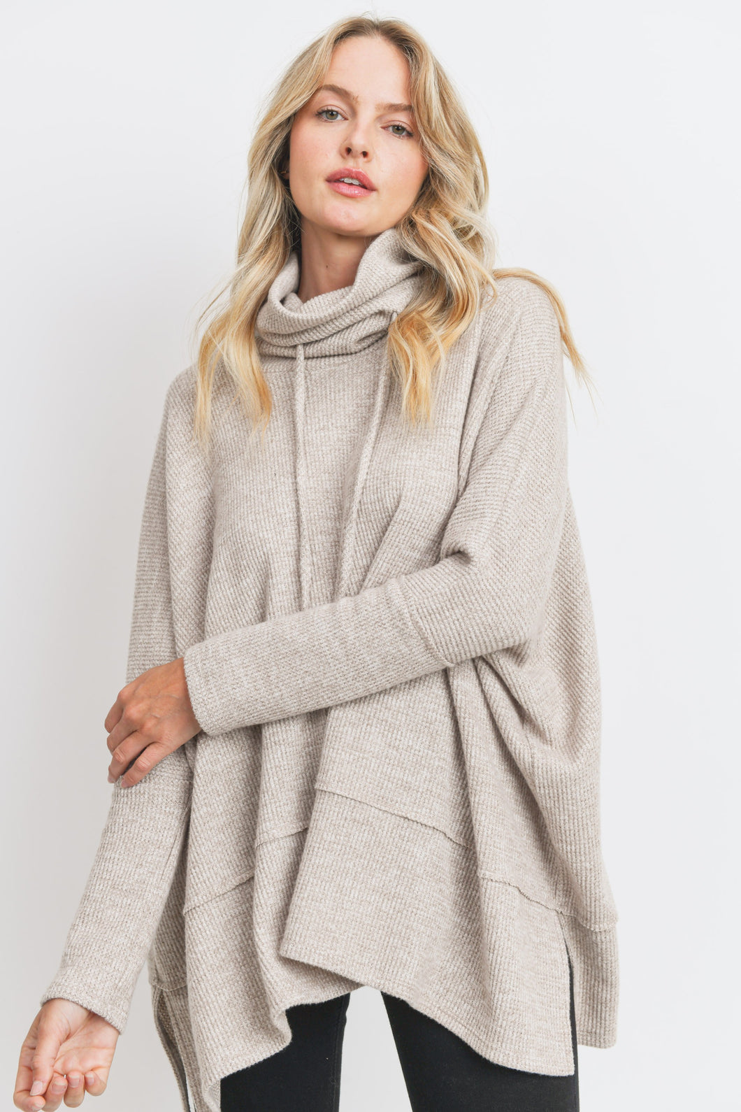 Jen Waffle Knit Turtle Neck Top (3 Colors)