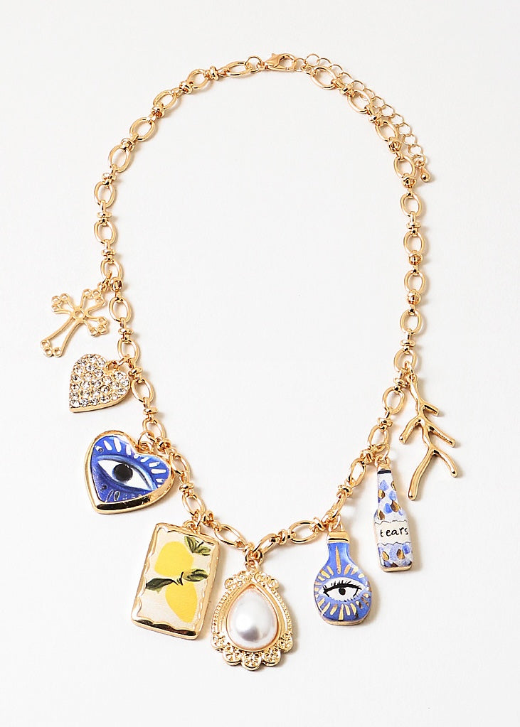 Mediterranean Muse Charm Necklace