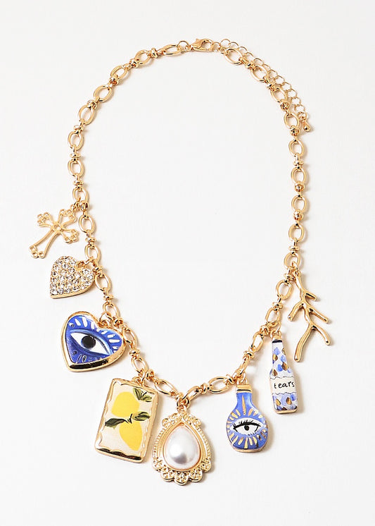 Mediterranean Muse Charm Necklace