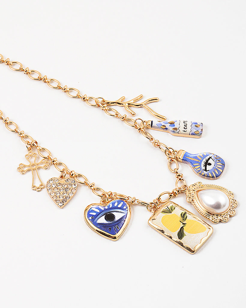 Mediterranean Muse Charm Necklace