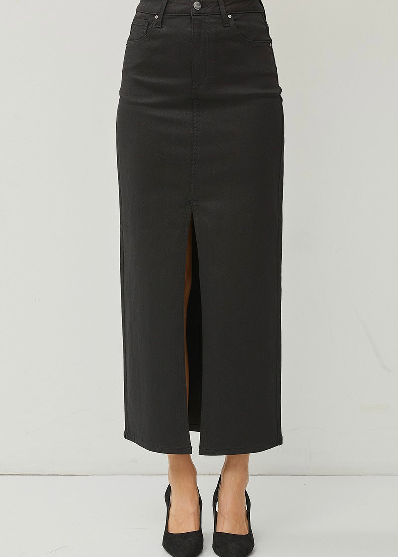 Nicole High Rise Front Slit Maxi Skirt