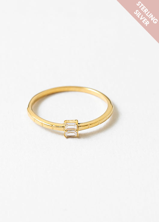 Delicate Rectangle Crystal Stacking Ring