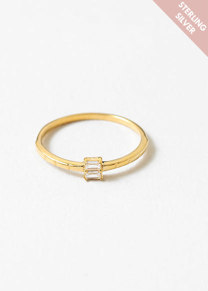 Delicate Rectangle Crystal Stacking Ring